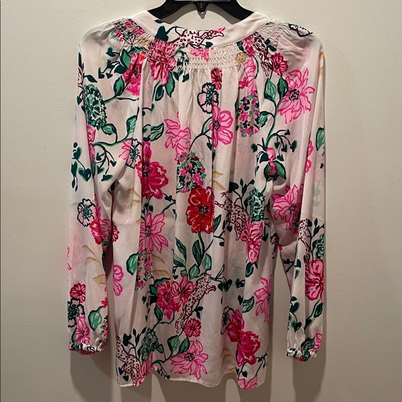 Lilly Pulitzer Coconut Safari Sanctuary Silk Blouse Top, NWT - Picture 4 of 12